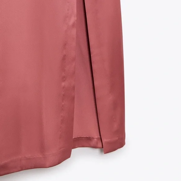 Zara Pink Satin Midi Dress - Picture 8 of 13